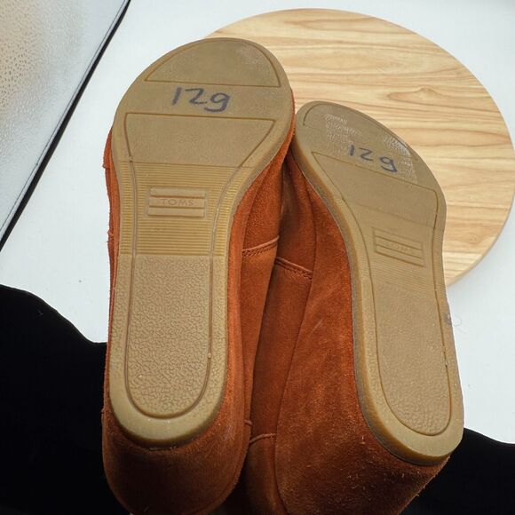 Toms Boots Womens 8 Rust Brown Lace Up Suede Wedge Heel Ankle Round Toe Boho - Picture 5 of 7